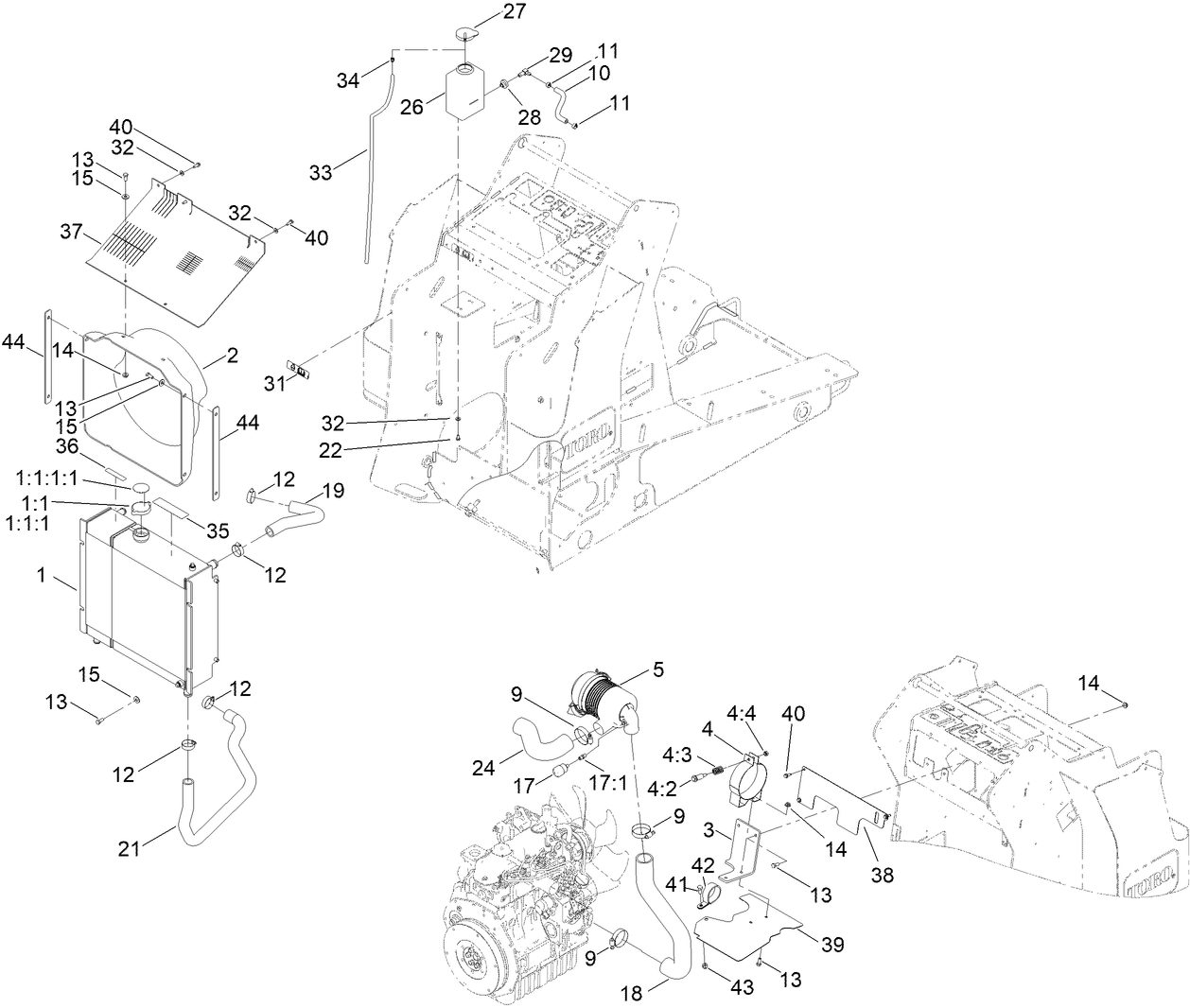 Radiator and Air Cleaner Assembly