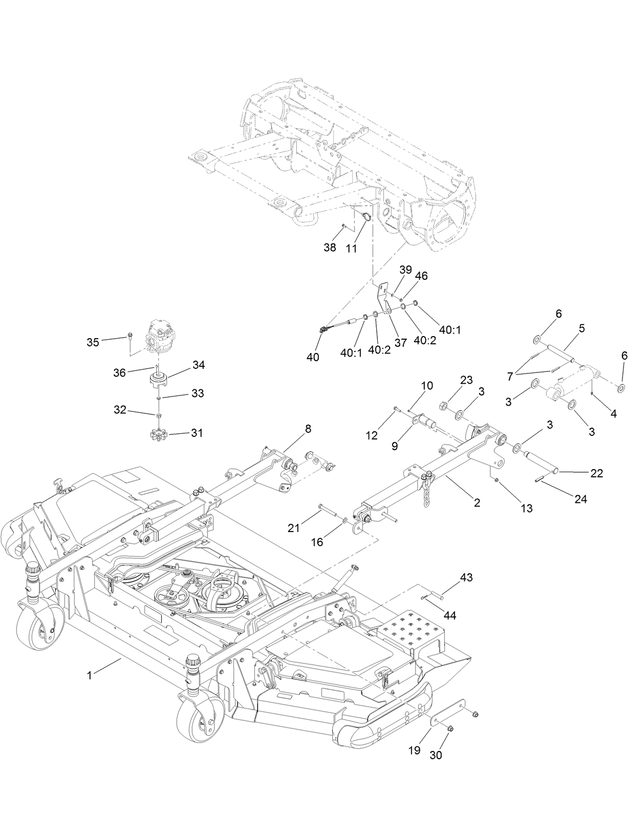 Center Front Deck Connection Assembly