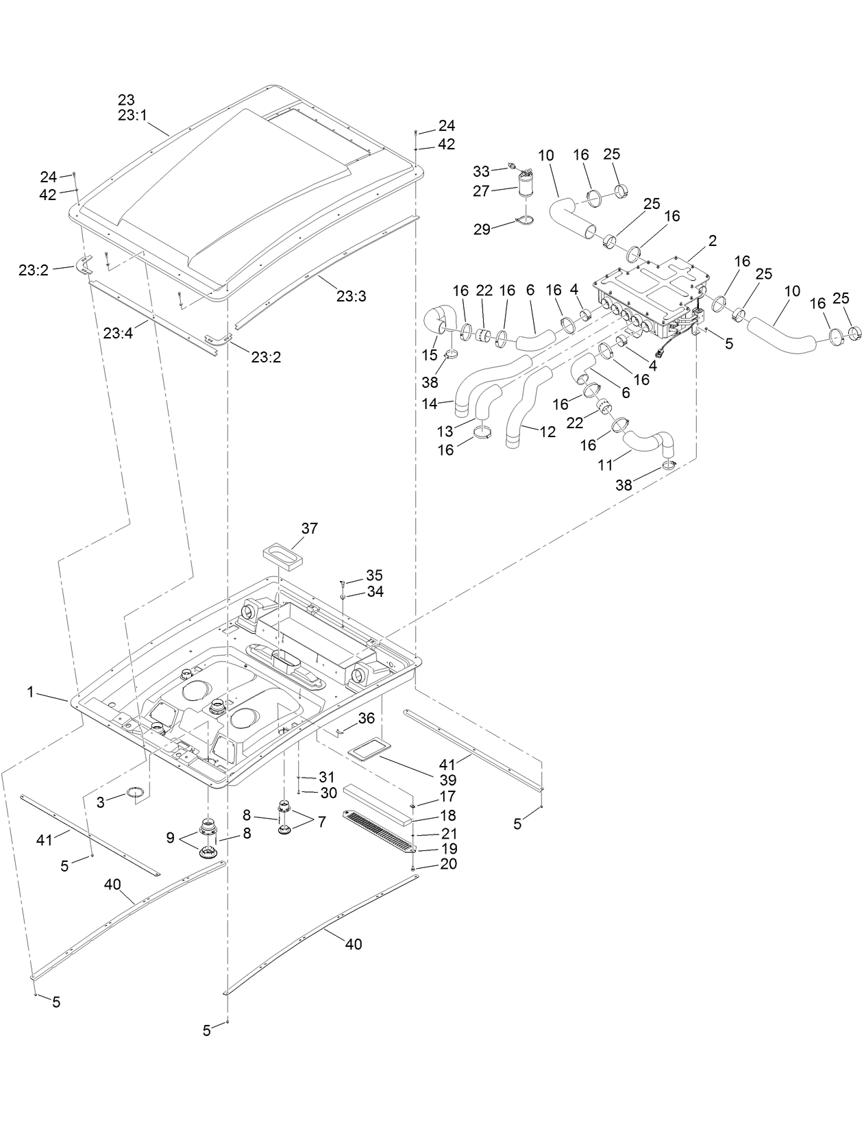 Roof and Headliner Assembly