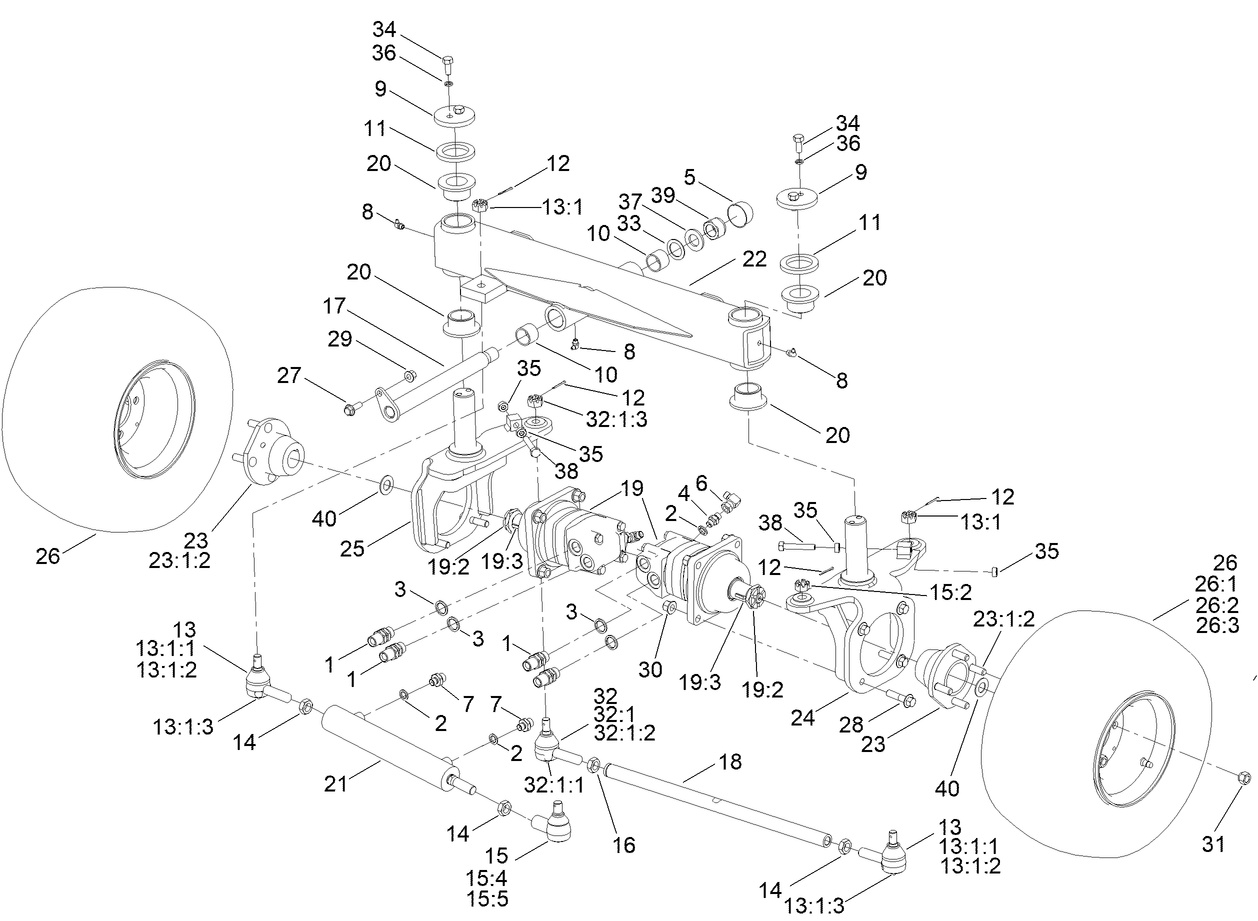 Rear Axle and Wheel Assembly