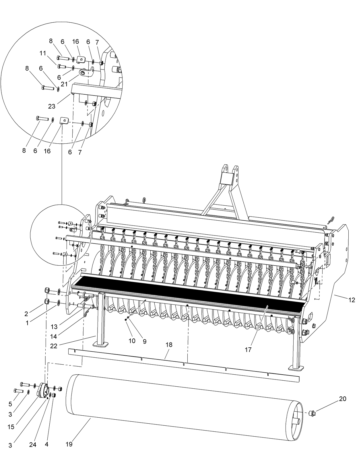 Frame and Rear Roller Assembly