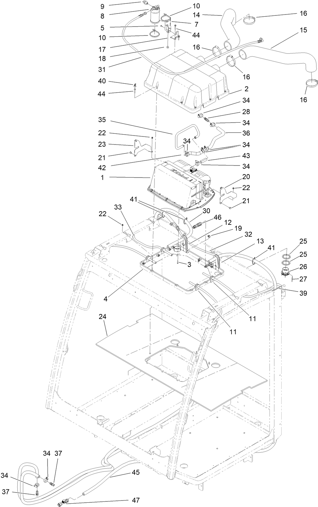Cab Roof  A/C and Heat Assembly