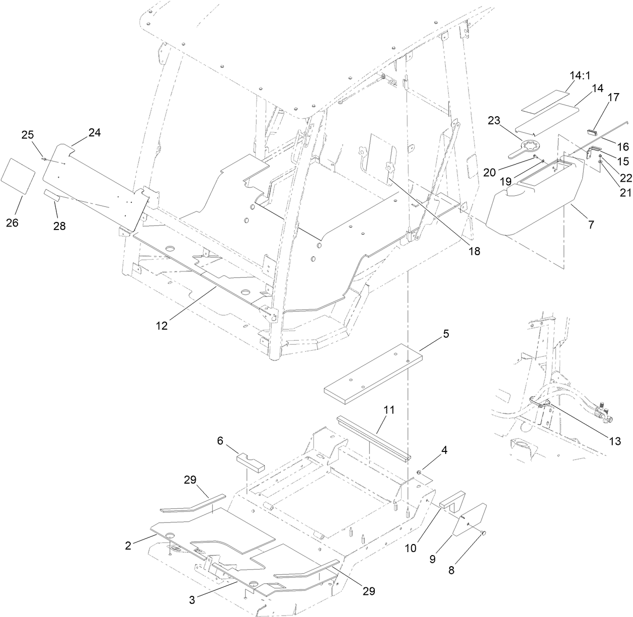 Cab Tool Box and Flooring Assembly