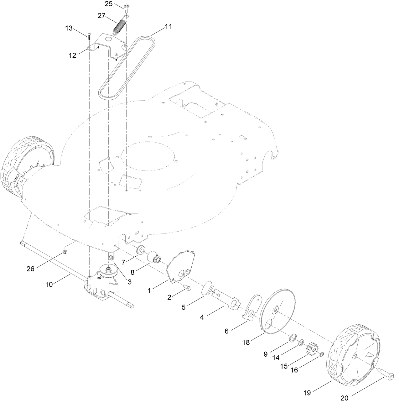 Front Wheel and Height-of-Cut Assembly