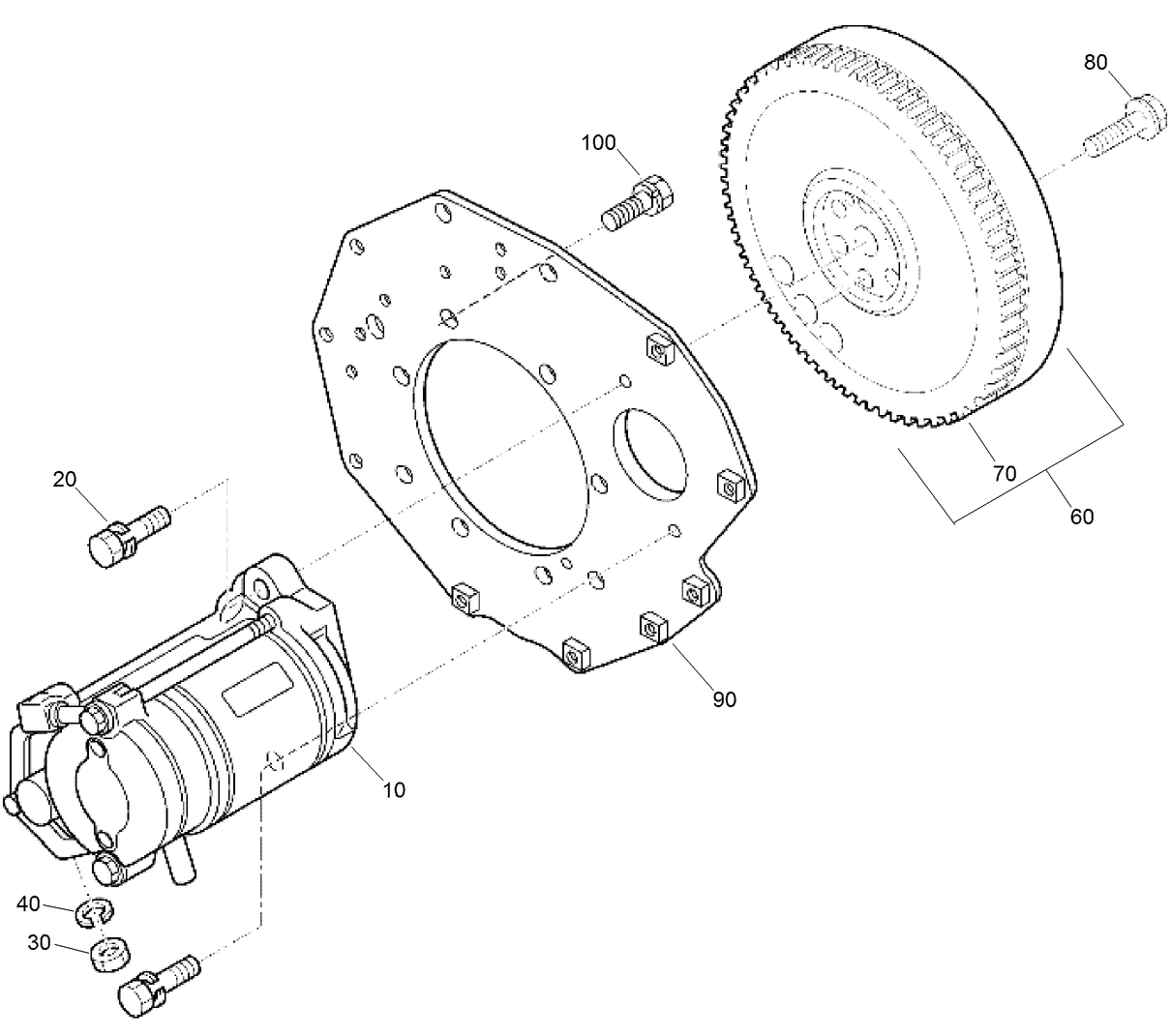 Starter and Flywheel Assembly
