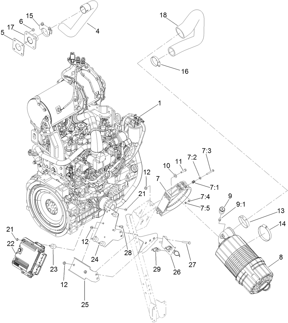Engine, Air Cleaner and Controller Assembly