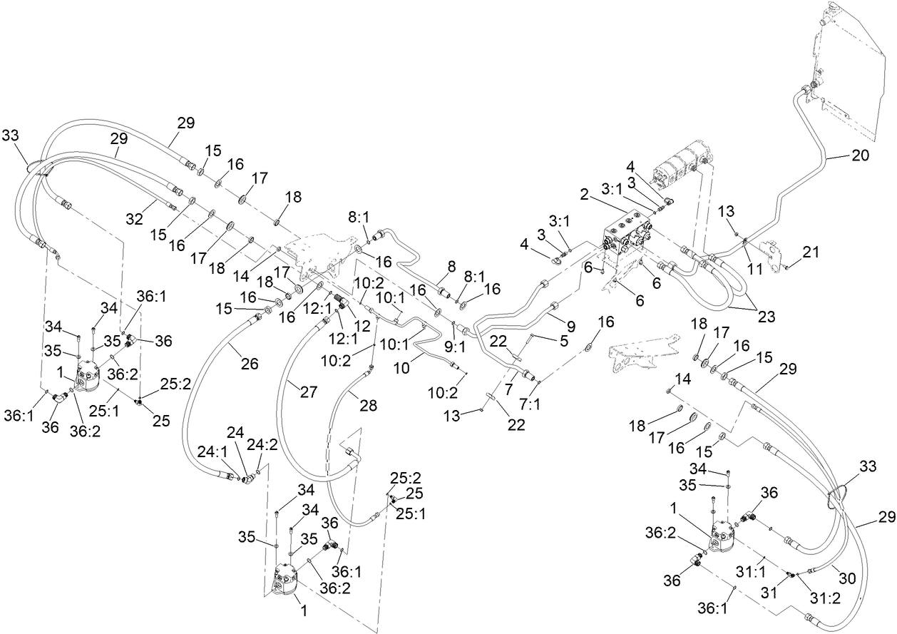 Deck No. 1, 4 and 5 Hydraulic Circuit Assembly
