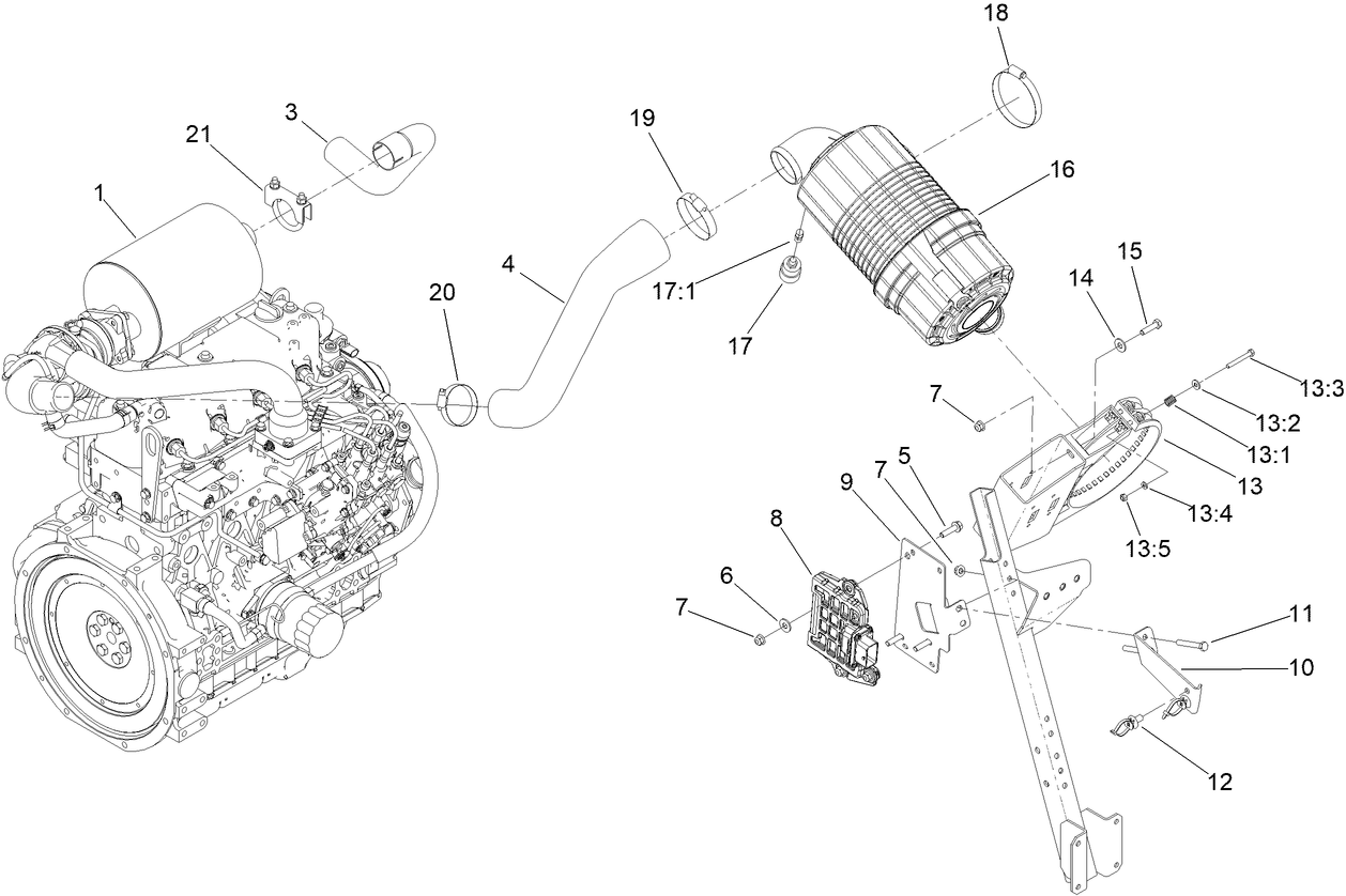 Engine, Air Cleaner and Controller Assembly