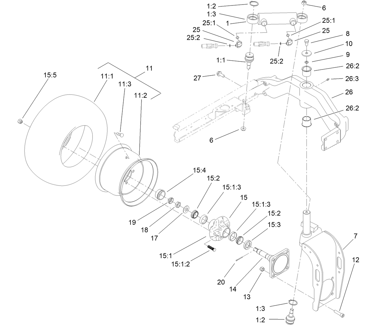 Rear Fork and Tire Assembly