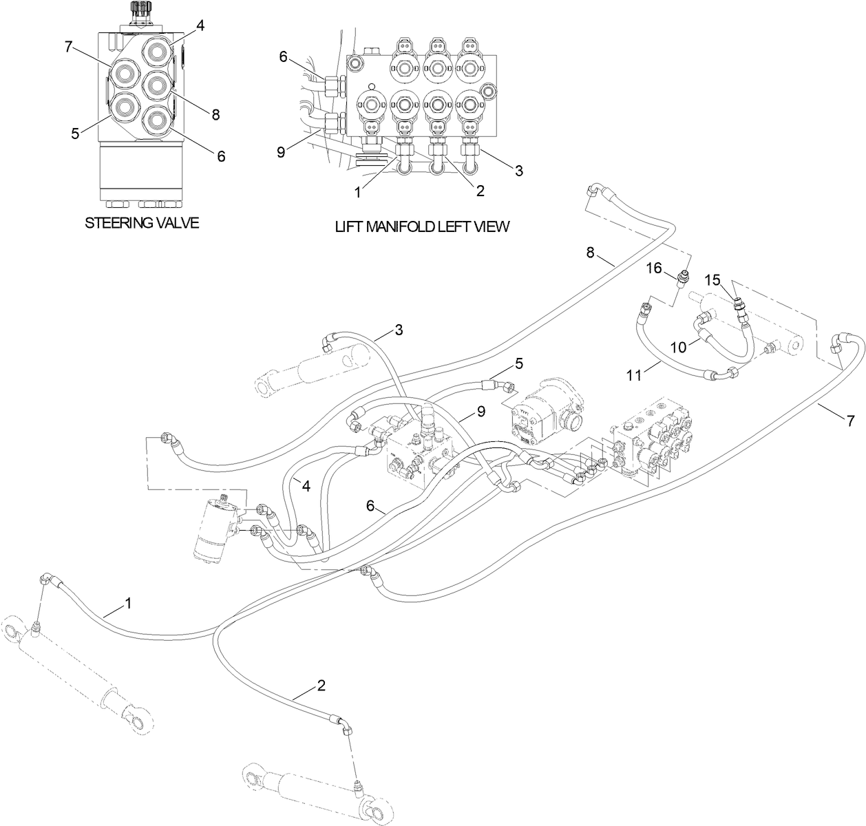 Steering and Lift Hose Assembly