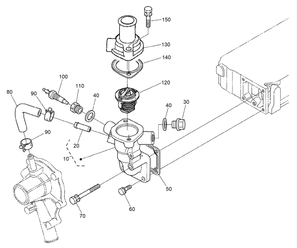 Water Flange and Thermostat Assembly