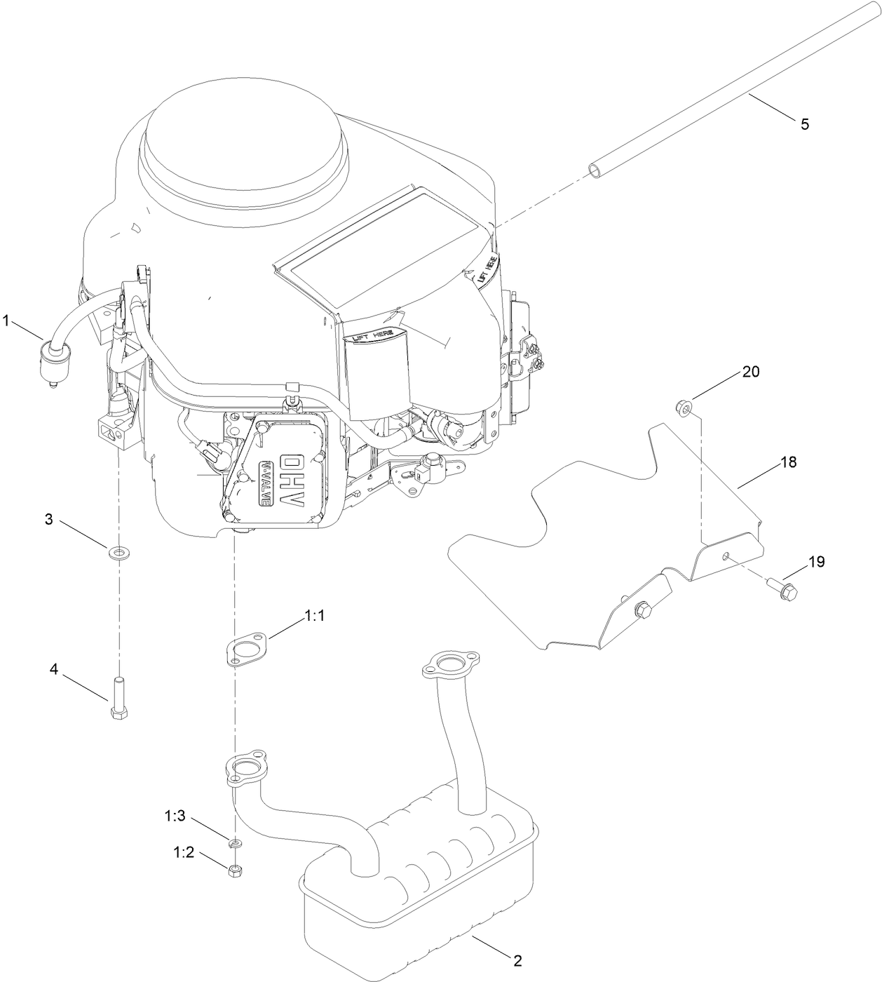 Engine and Muffler Assembly