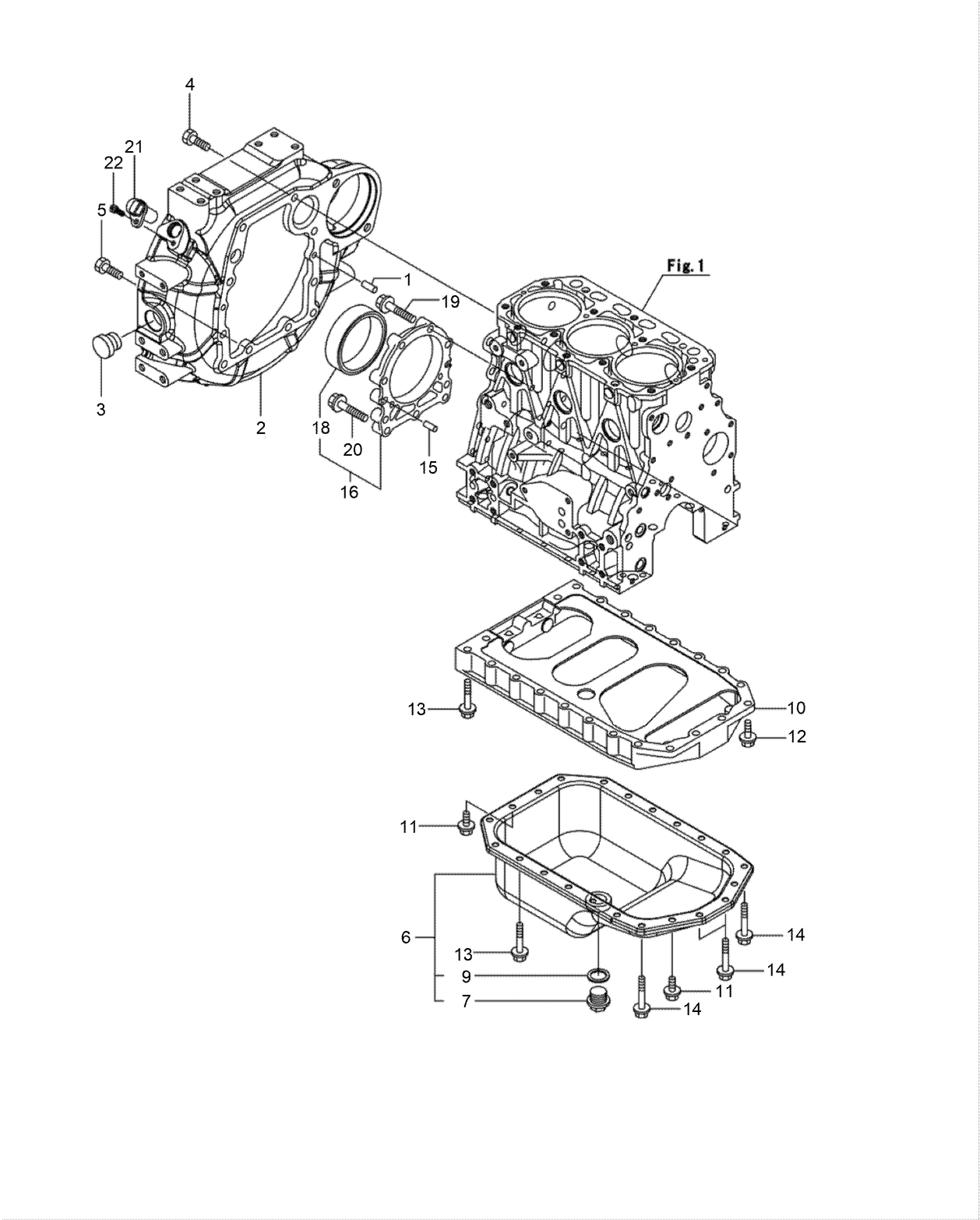 Flywheel Housing and Oil Sump Assembly