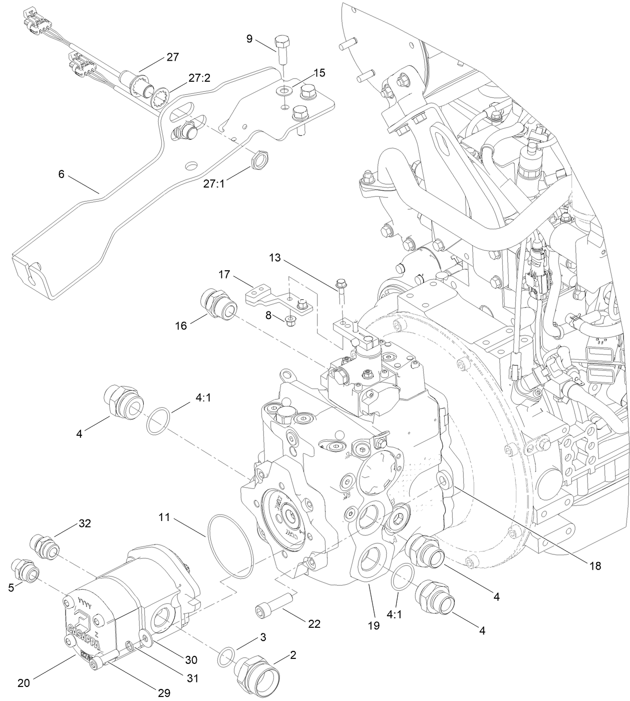 Transmission and Cutter Pump Assembly