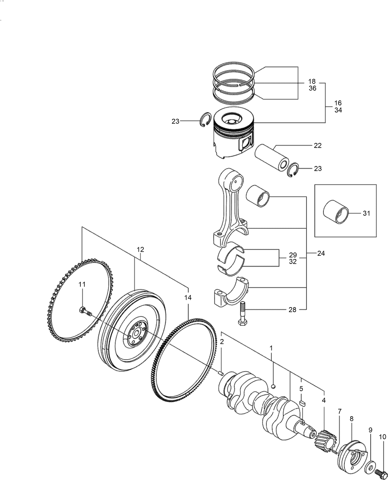Crankshaft and Piston Assembly