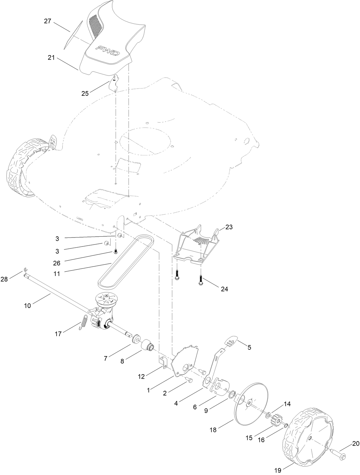 Front Wheel and Height-of-Cut Assembly