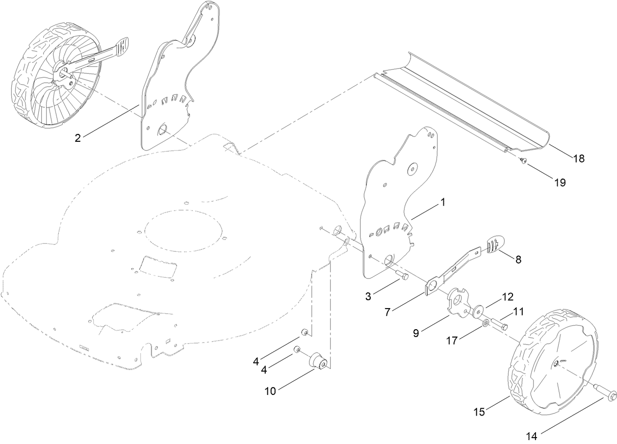 Rear Wheel and Height-of-Cut Assembly
