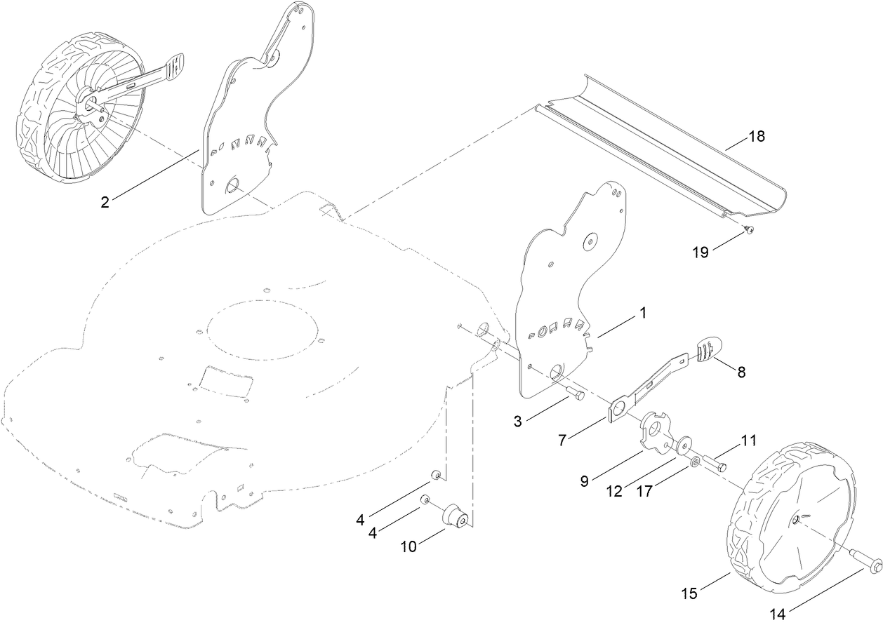 Rear Wheel and Height-of-Cut Assembly