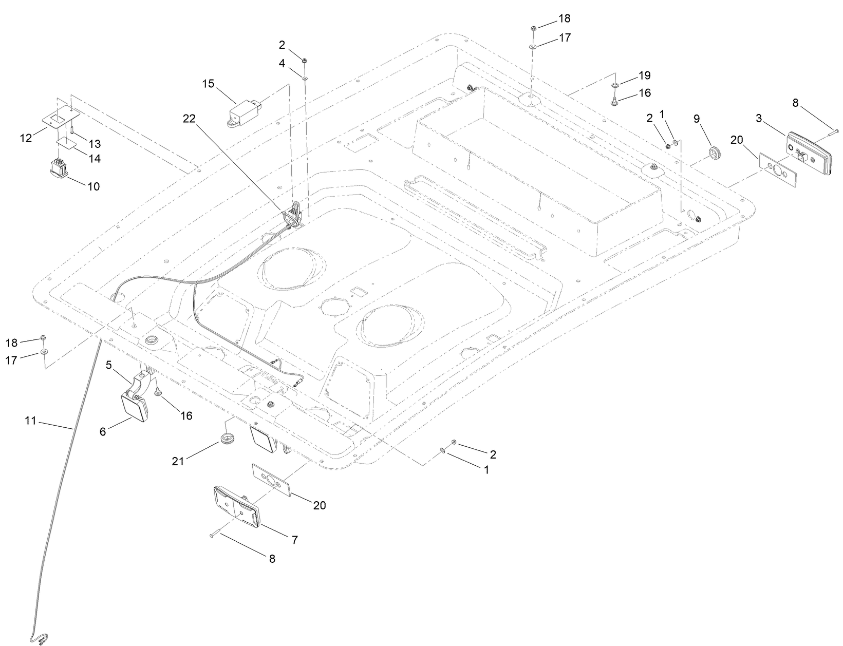 Rear Lamp, Work Light and Warning Light Assembly