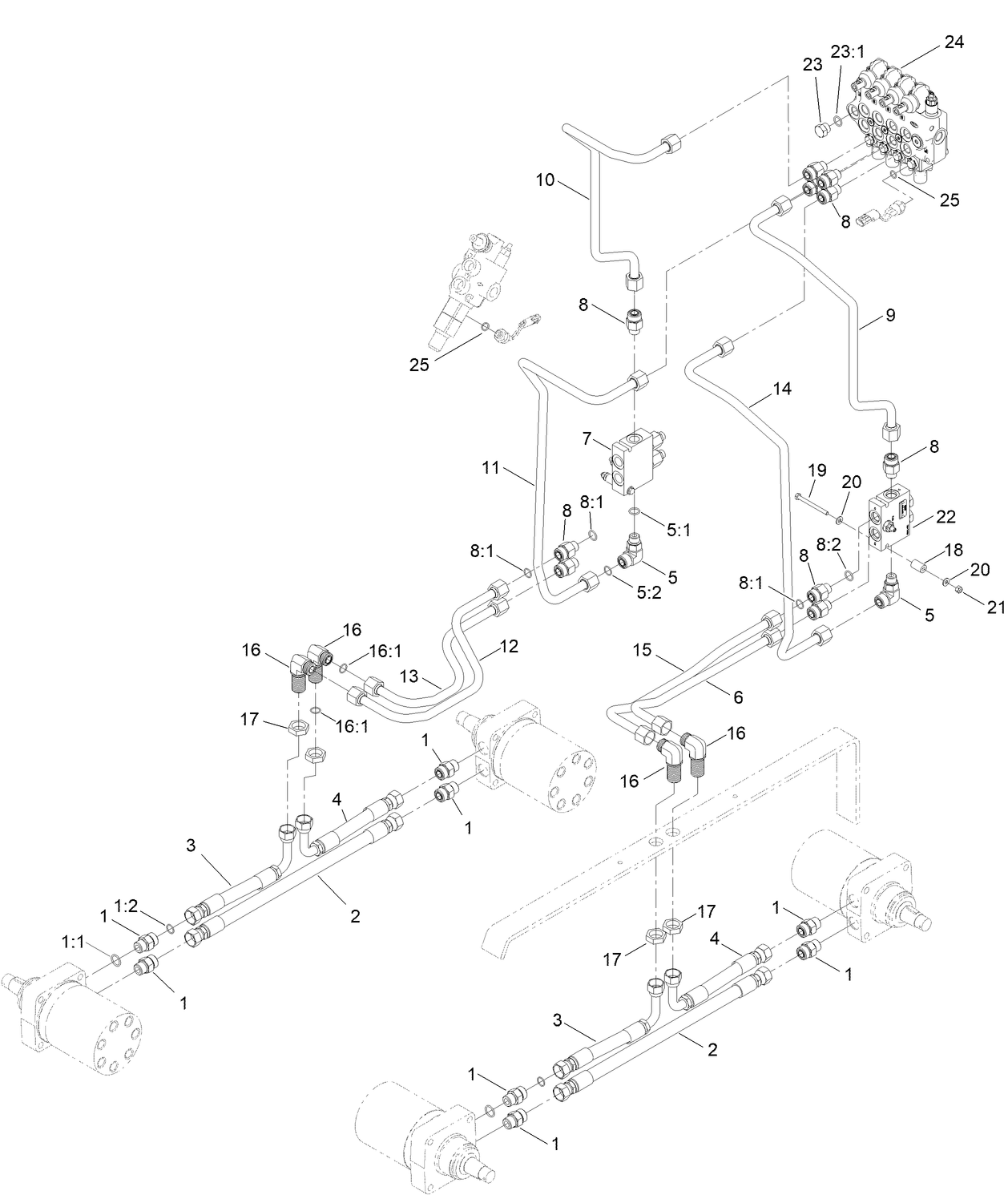 4-Spool Hydraulic Valve Assembly