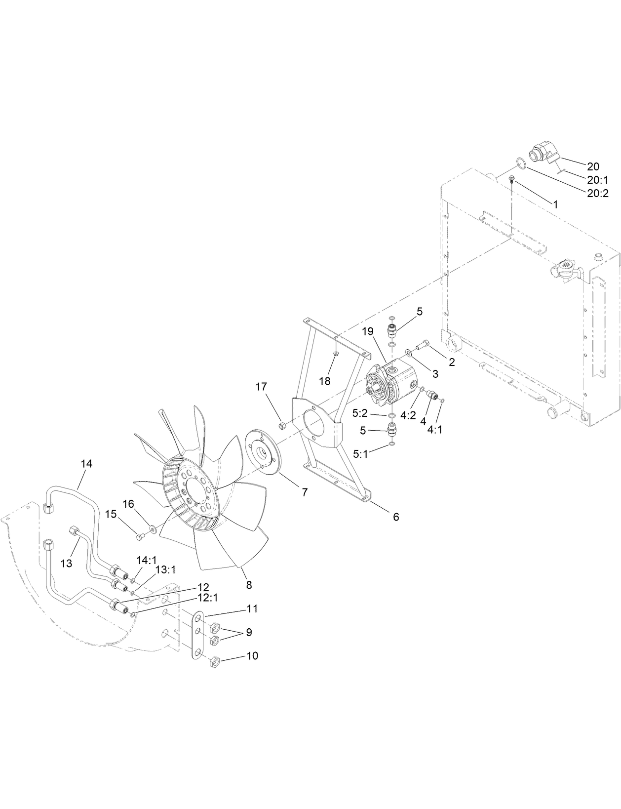 Fan Mounting and Hardline Assembly