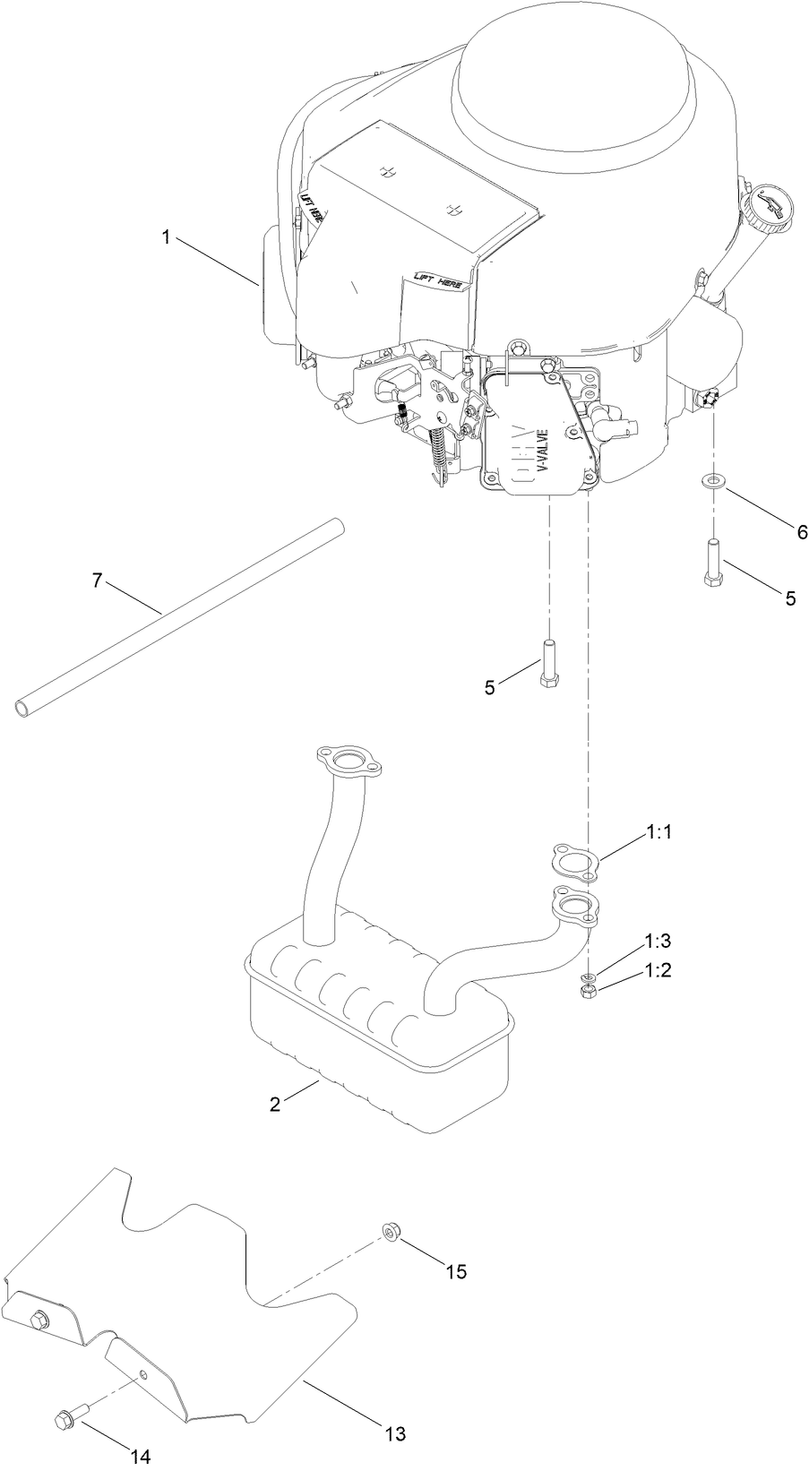 Engine and Muffler Assembly