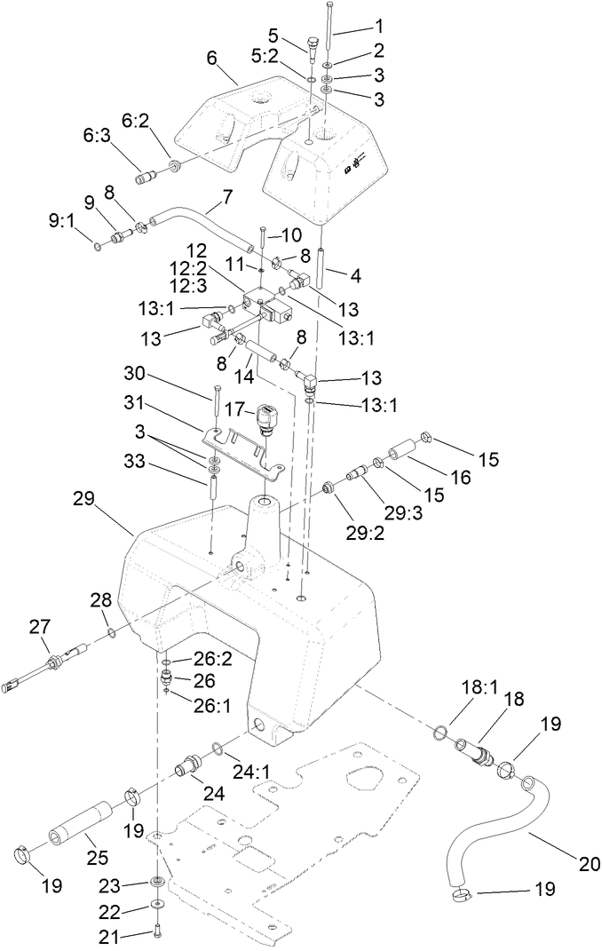 Hydraulic Reservoir and Leak Detector Assembly