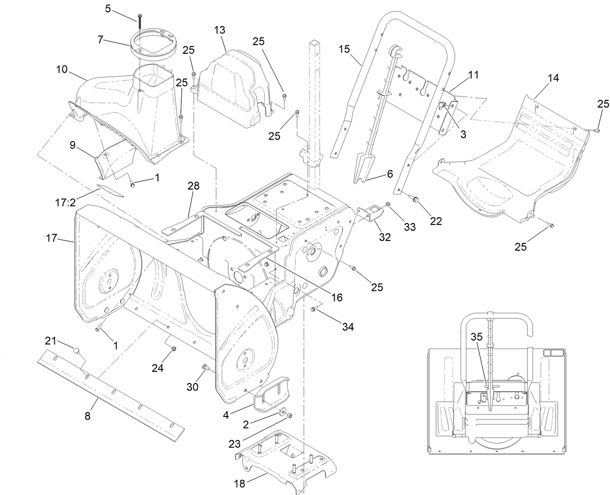 Main Frame and Auger Housing Assembly