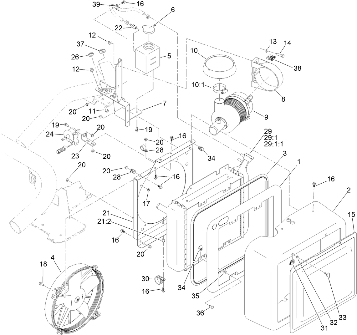 Radiator, Fuel Pump and Air Cleaner Assembly