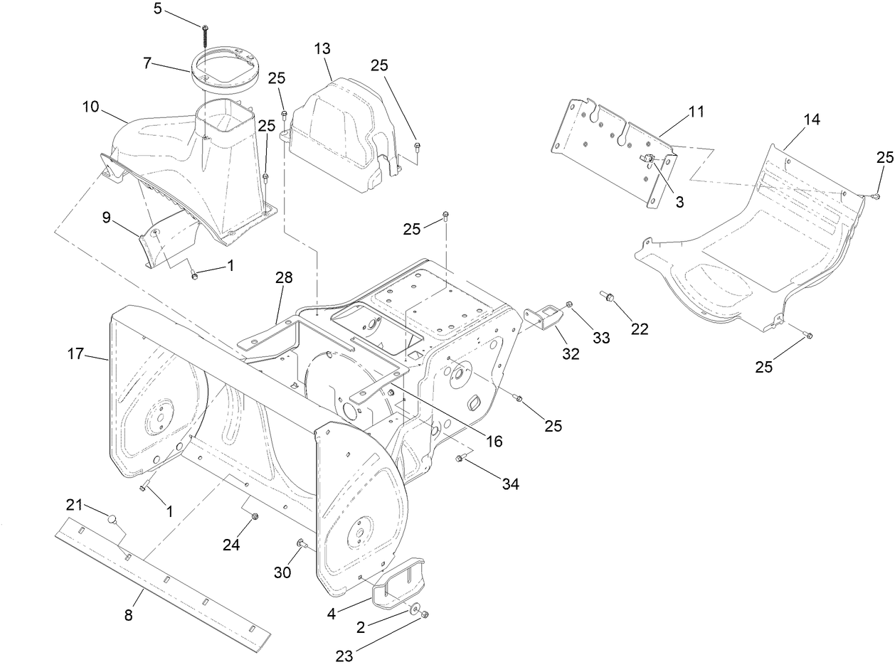 Main Frame and Auger Housing Assembly