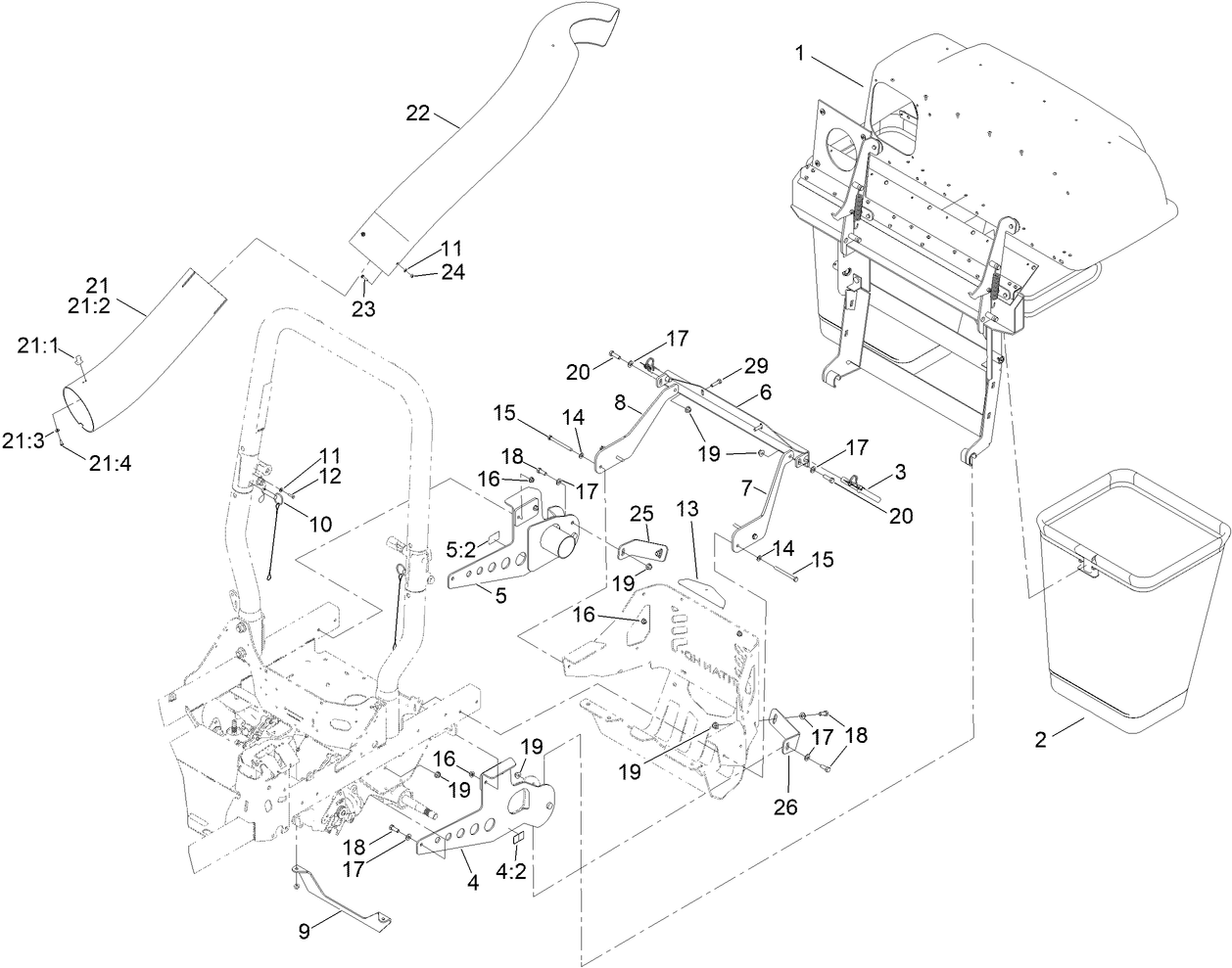 Twin Bagger and Hood Assembly