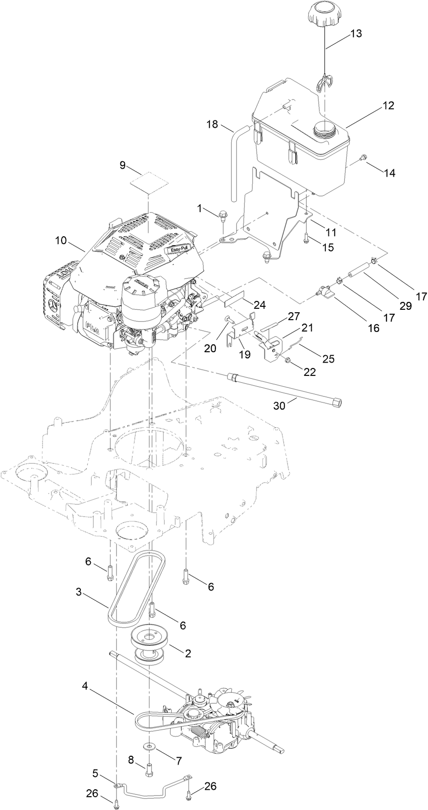 Engine and Fuel Tank Assembly