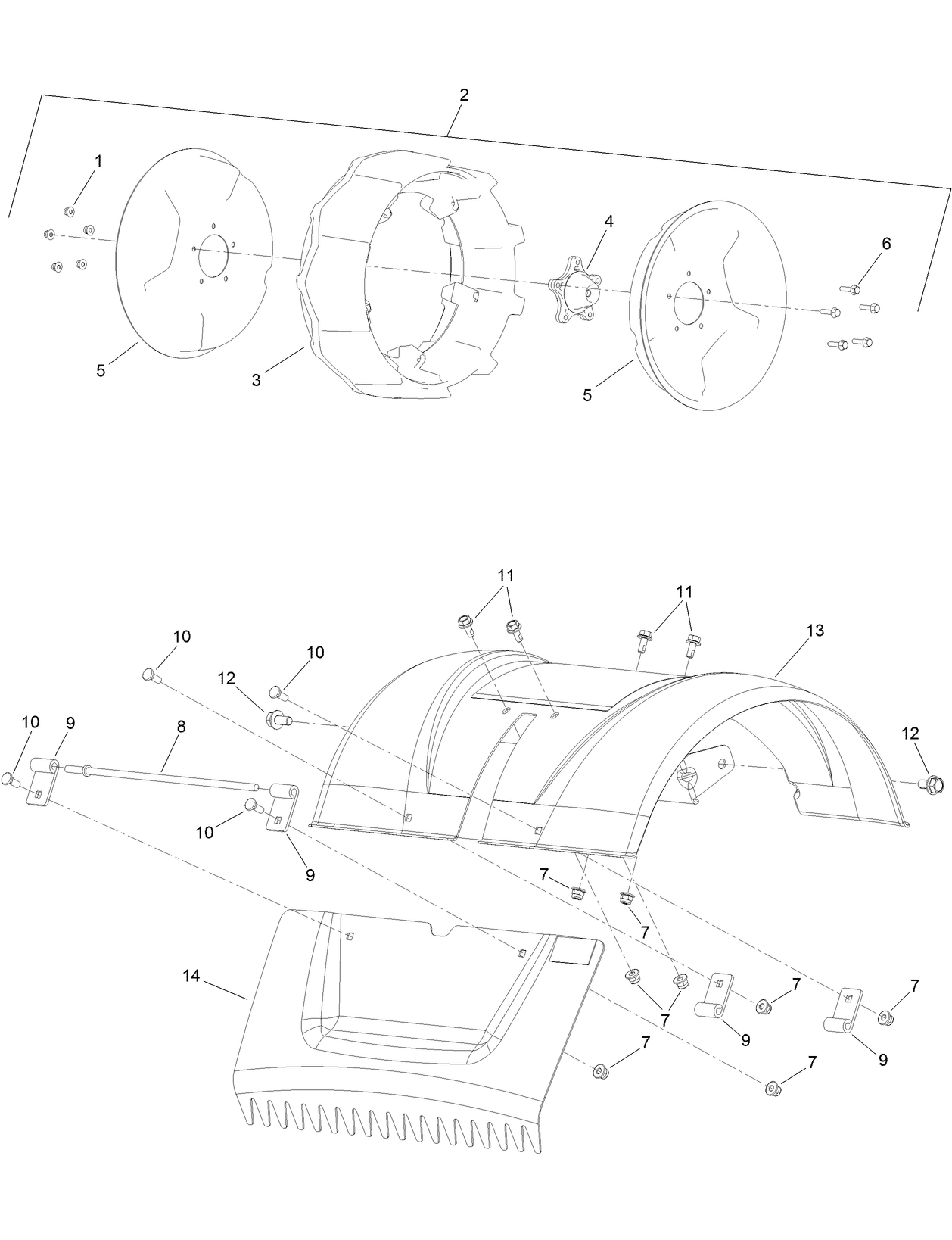 Wheels and Shield Assembly