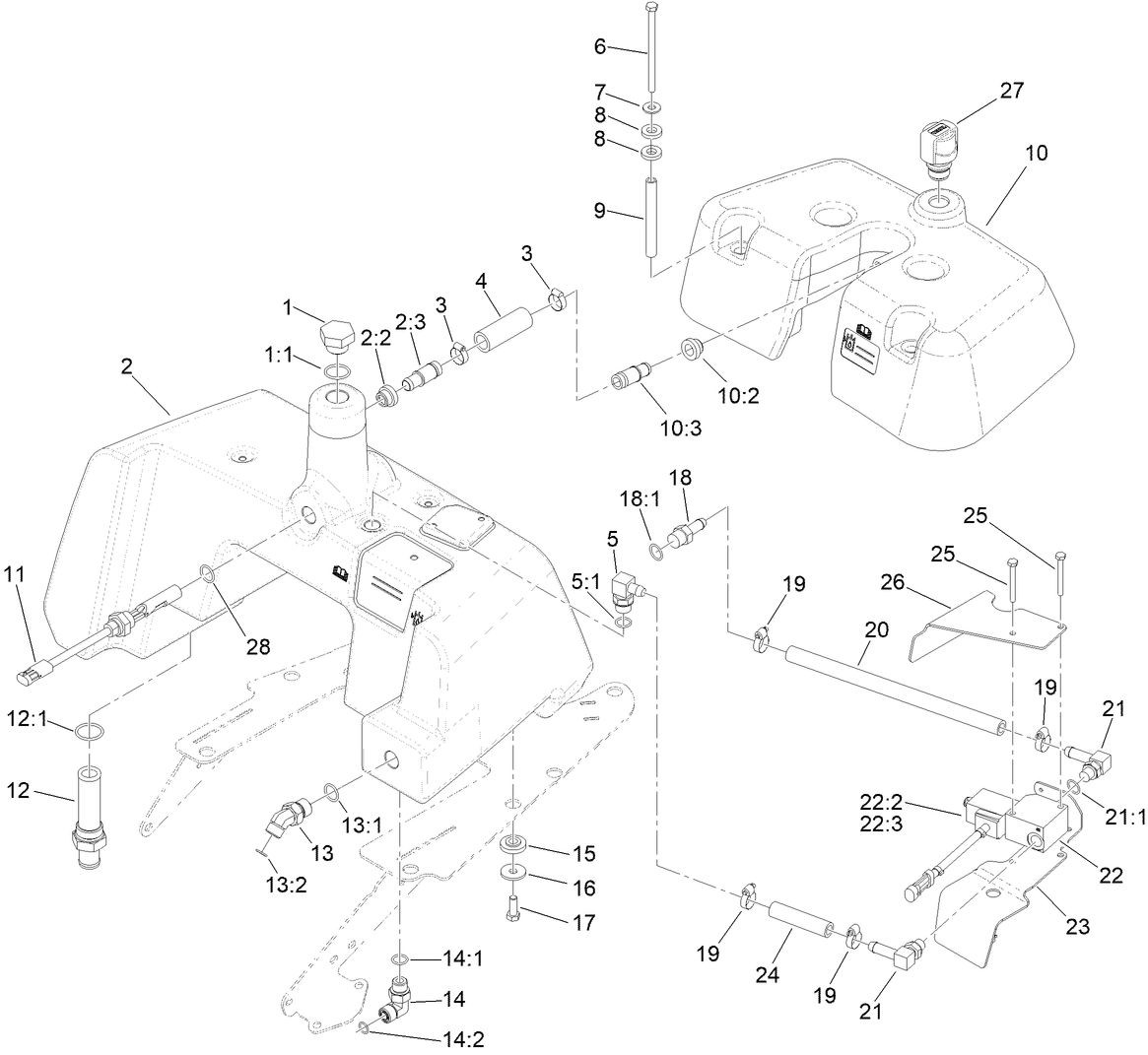 Hydraulic Tank and Leak Detector Assembly