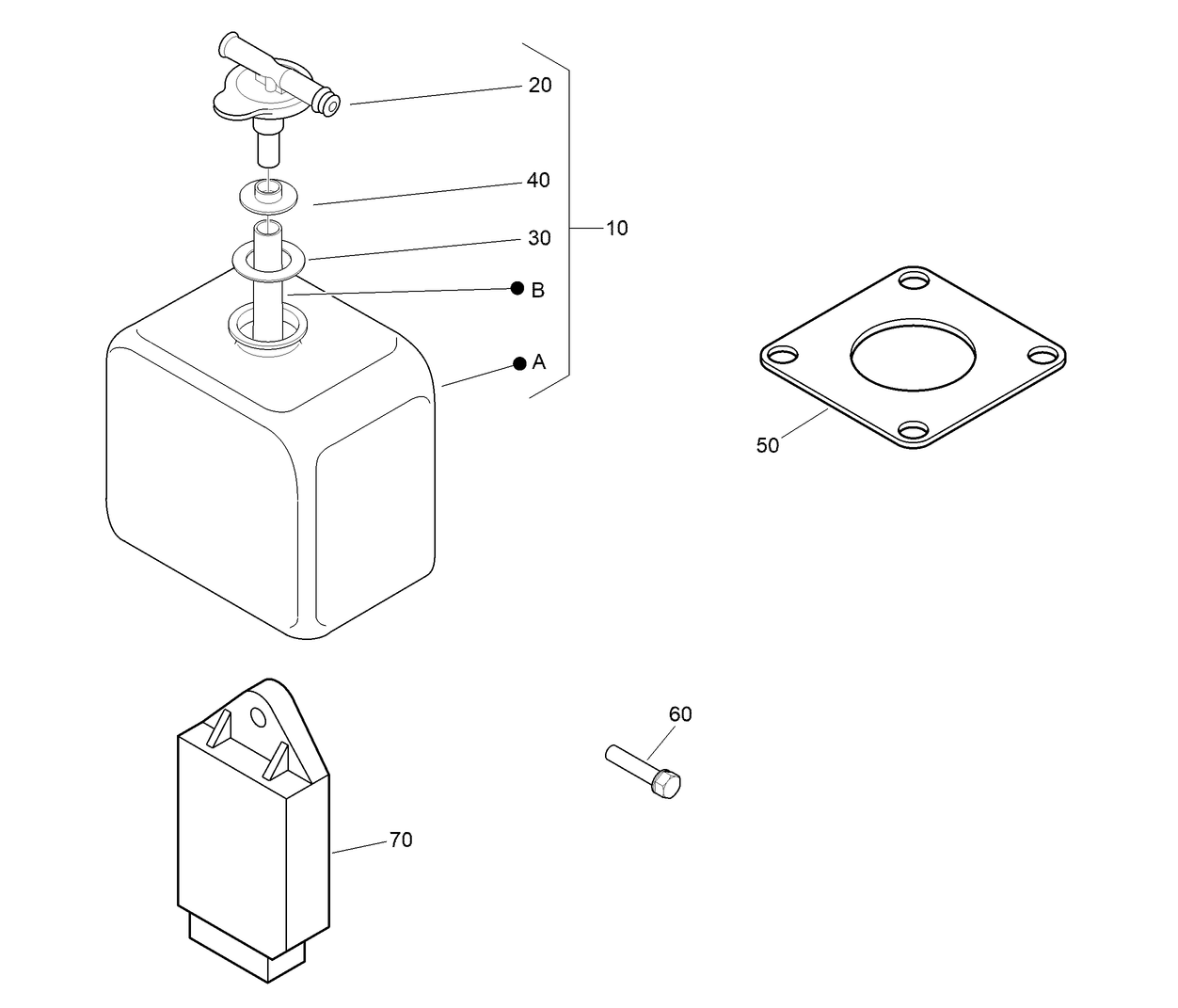 Muffler Gasket, Glow Controller and Overflow Bottle Assembly