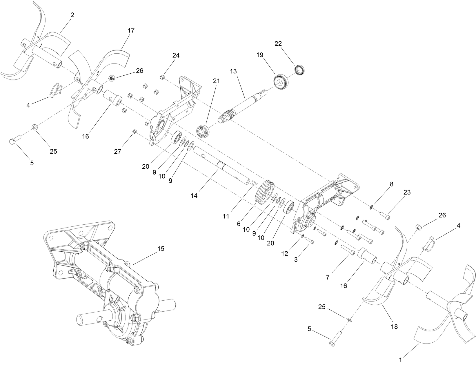 Tines and Transmission Assembly