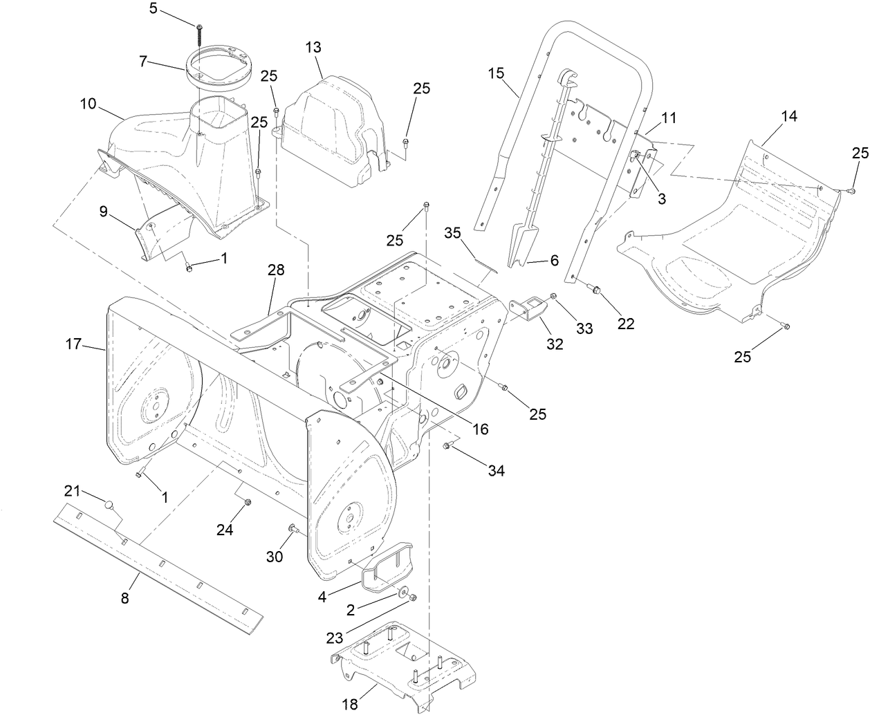 Main Frame and Auger Housing Assembly