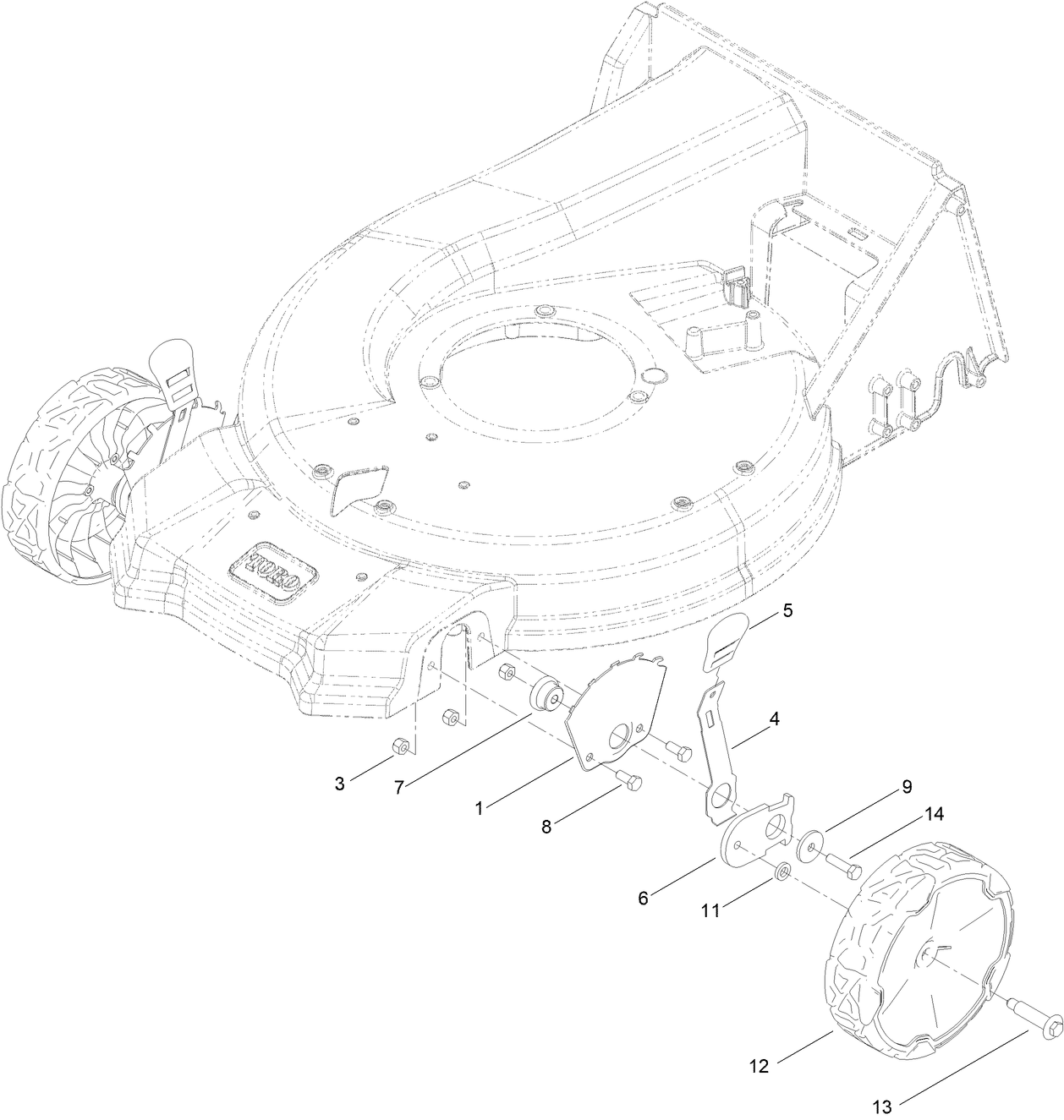 Front Wheel and Height-of-Cut Assembly