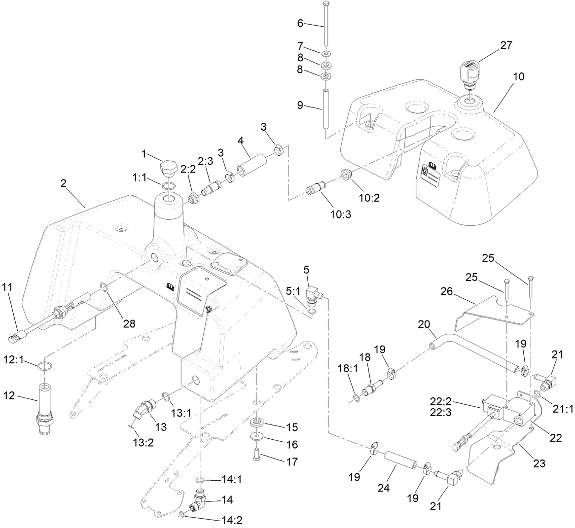Hydraulic Tank and Leak Detector Assembly