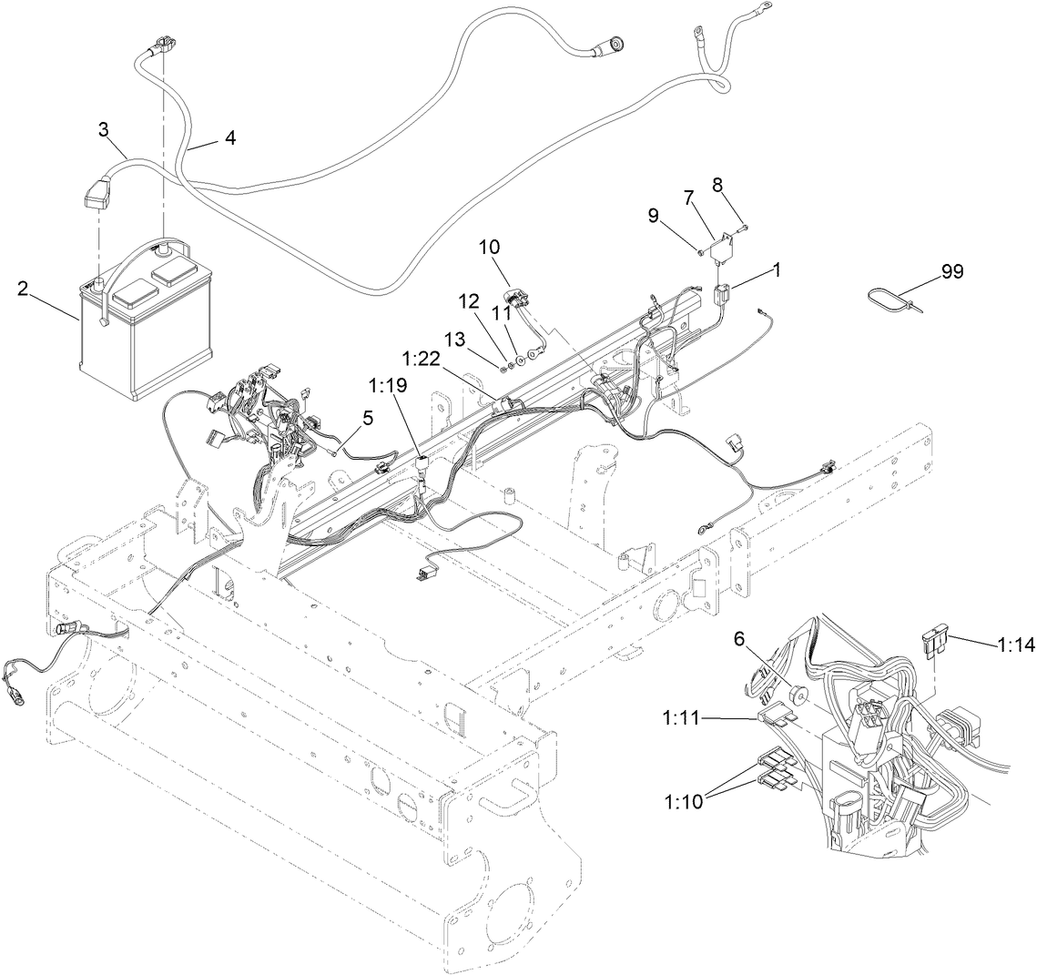 Wire Harness and Battery Assembly