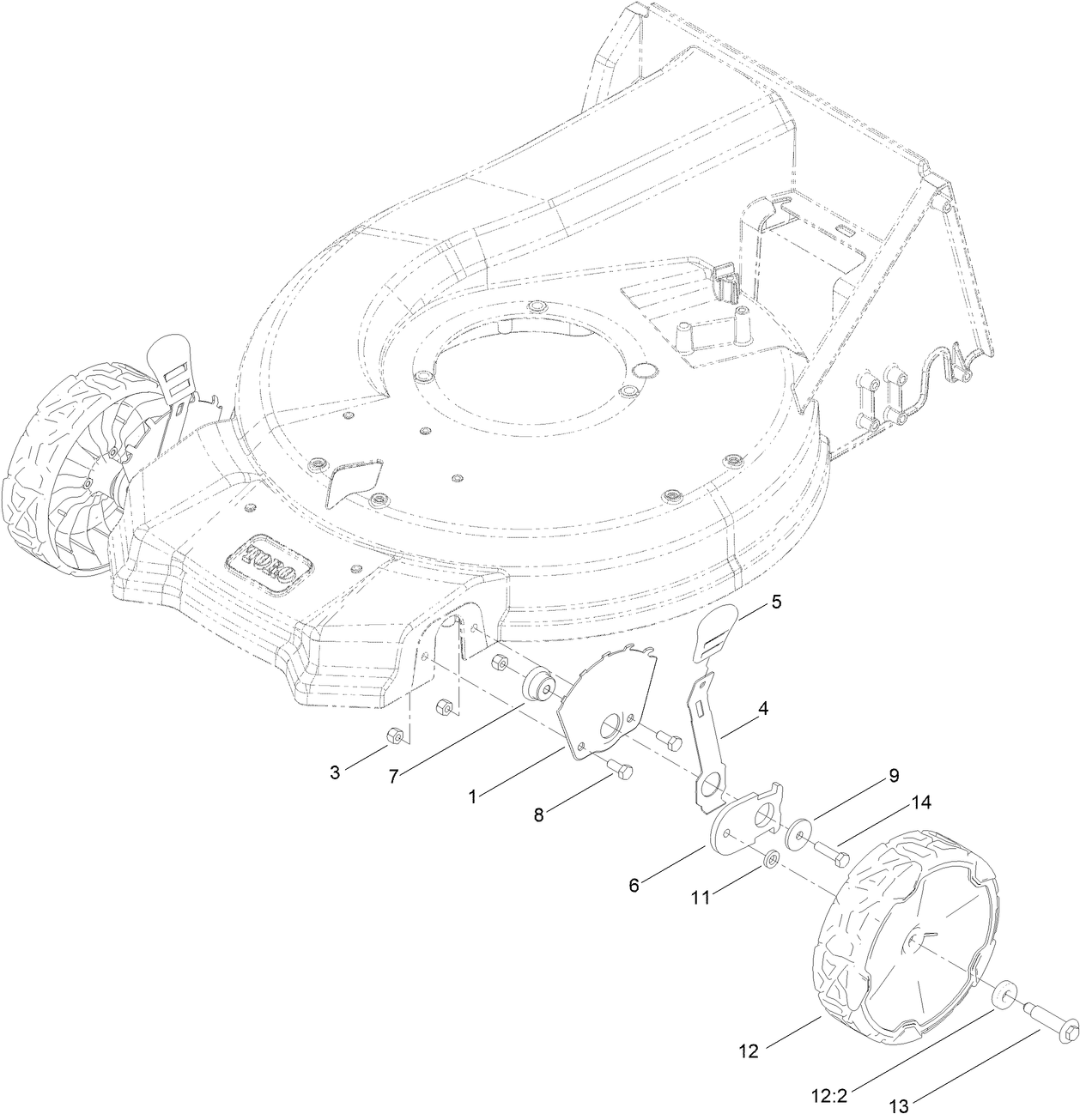 Front Wheel and Height-of-Cut Assembly
