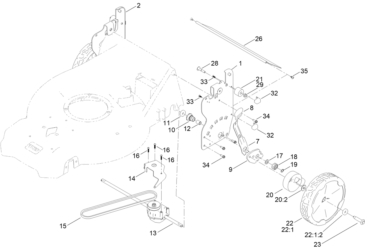 Rear Wheel and Height-of-Cut Assembly
