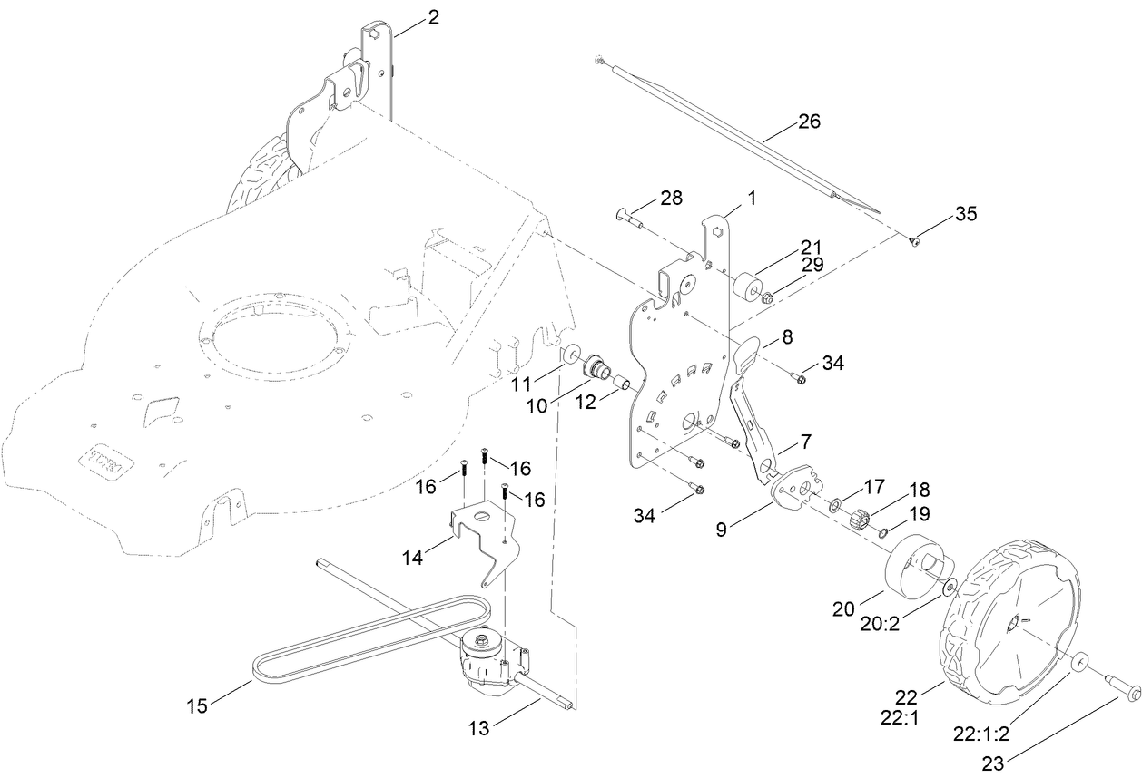 Rear Wheel and Height-of-Cut Assembly