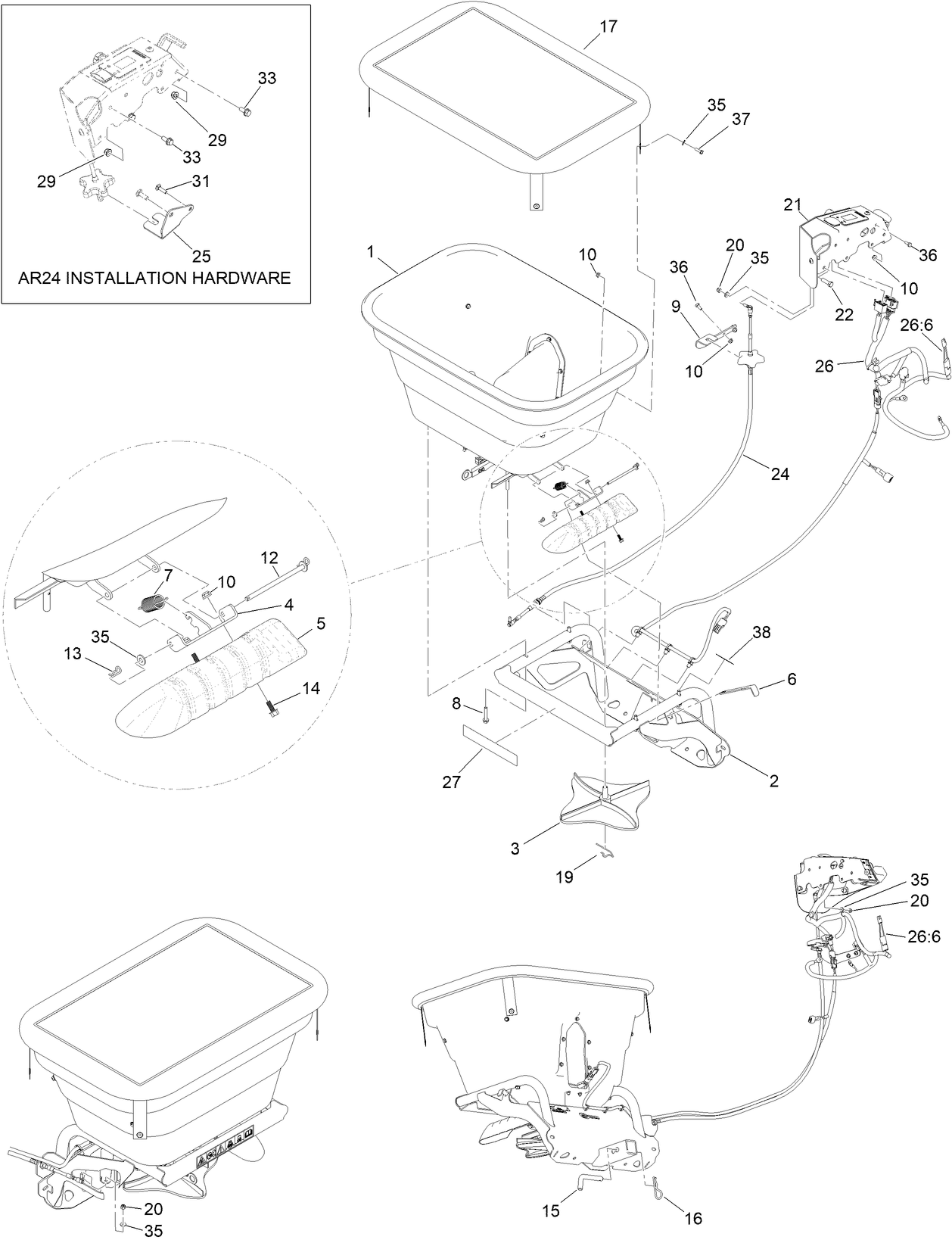 Spreader Hopper and Frame Assembly
