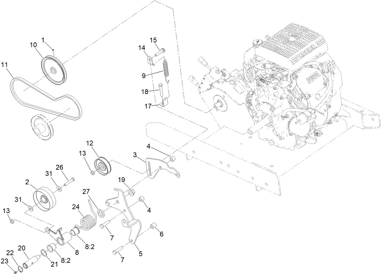 Idler, Pulley and Belt Assembly