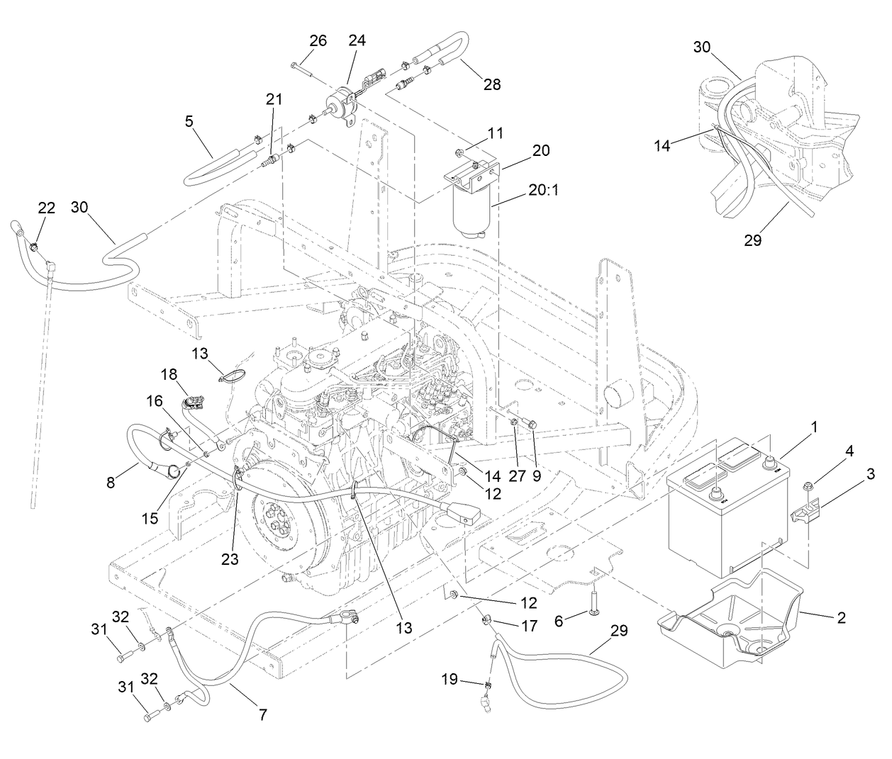 Battery and Fuel Delivery Assembly
