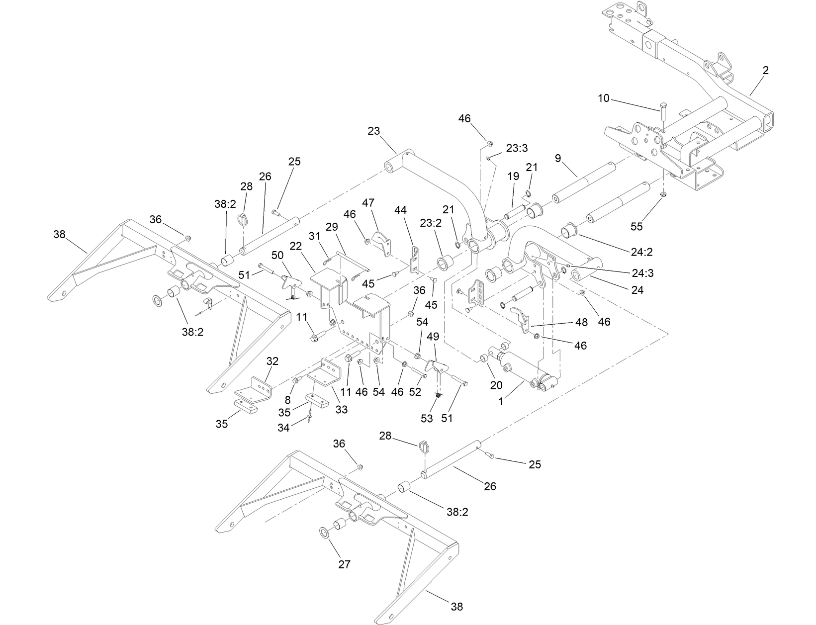 Front Lift Arm and Carrier Frame Assembly