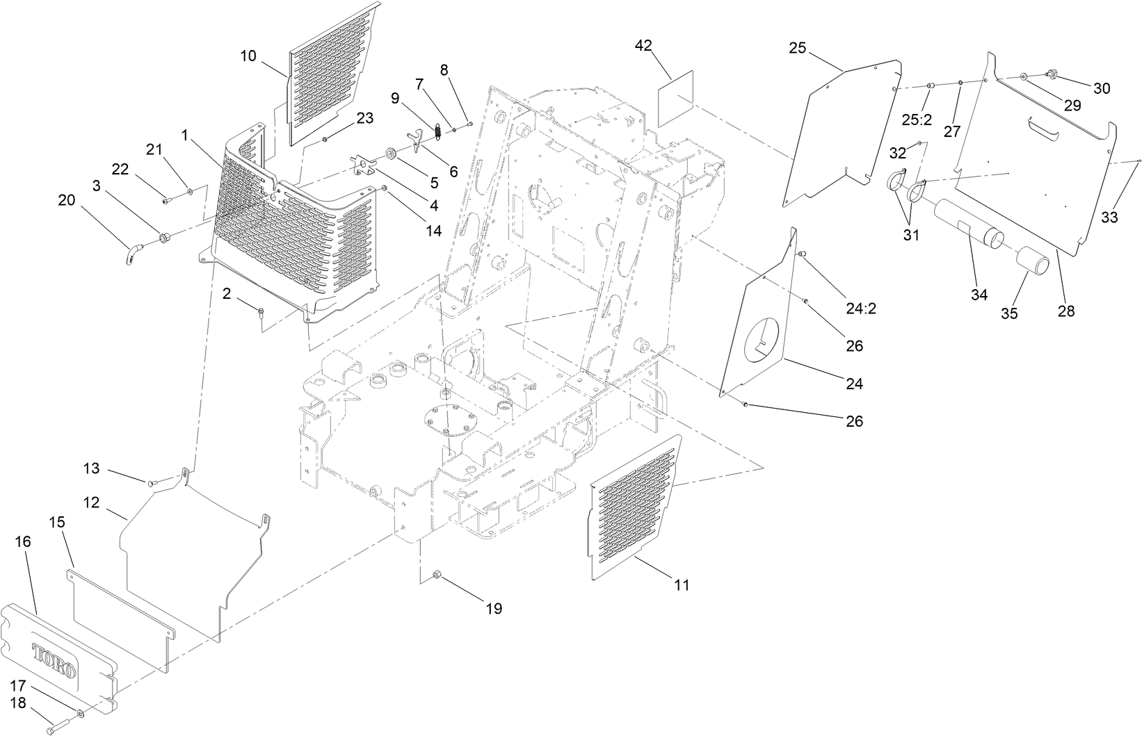 Grill, Side Cover and Counterweight Assembly