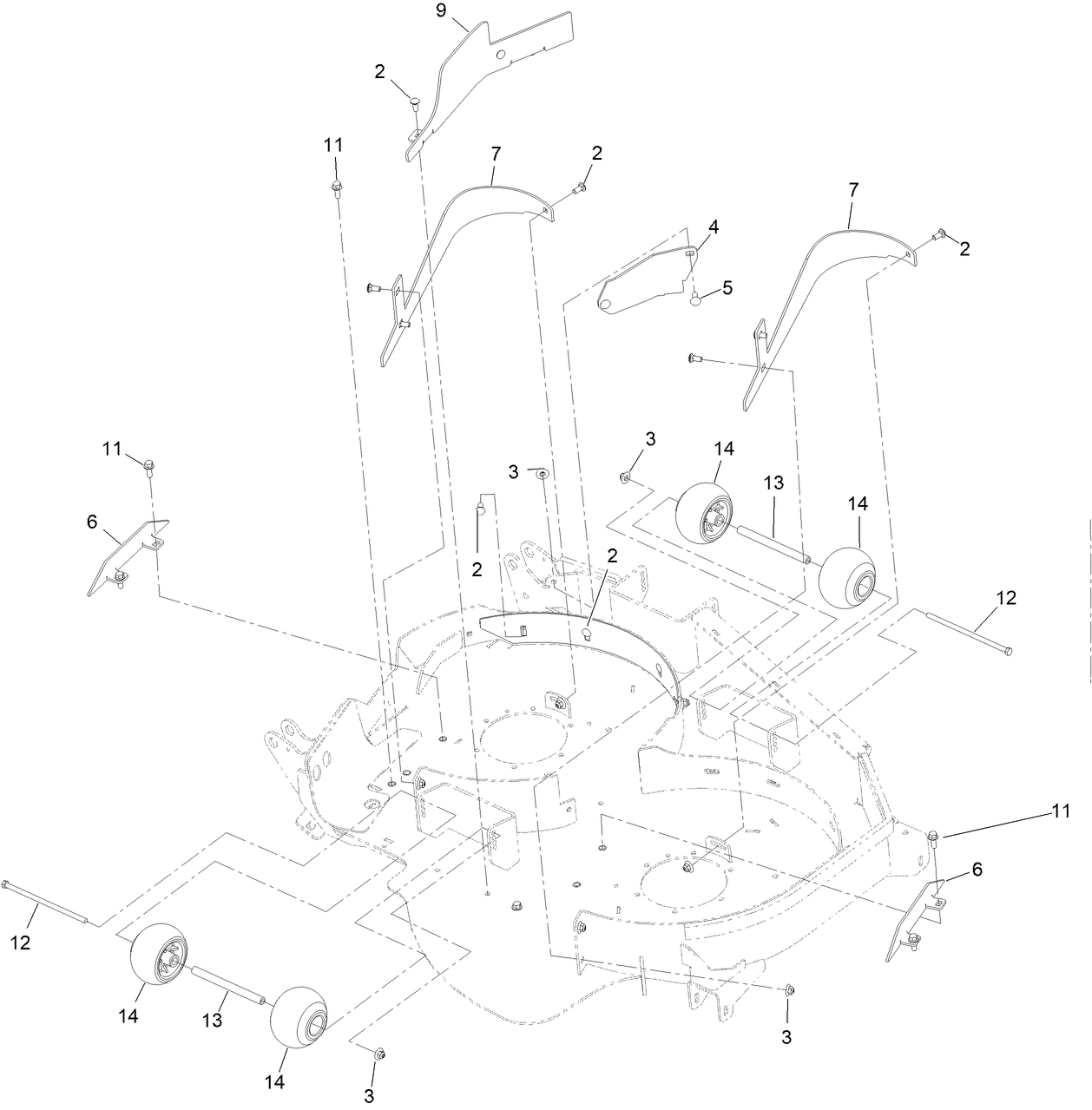 LH Wing Deck Baffle and Roller Assembly