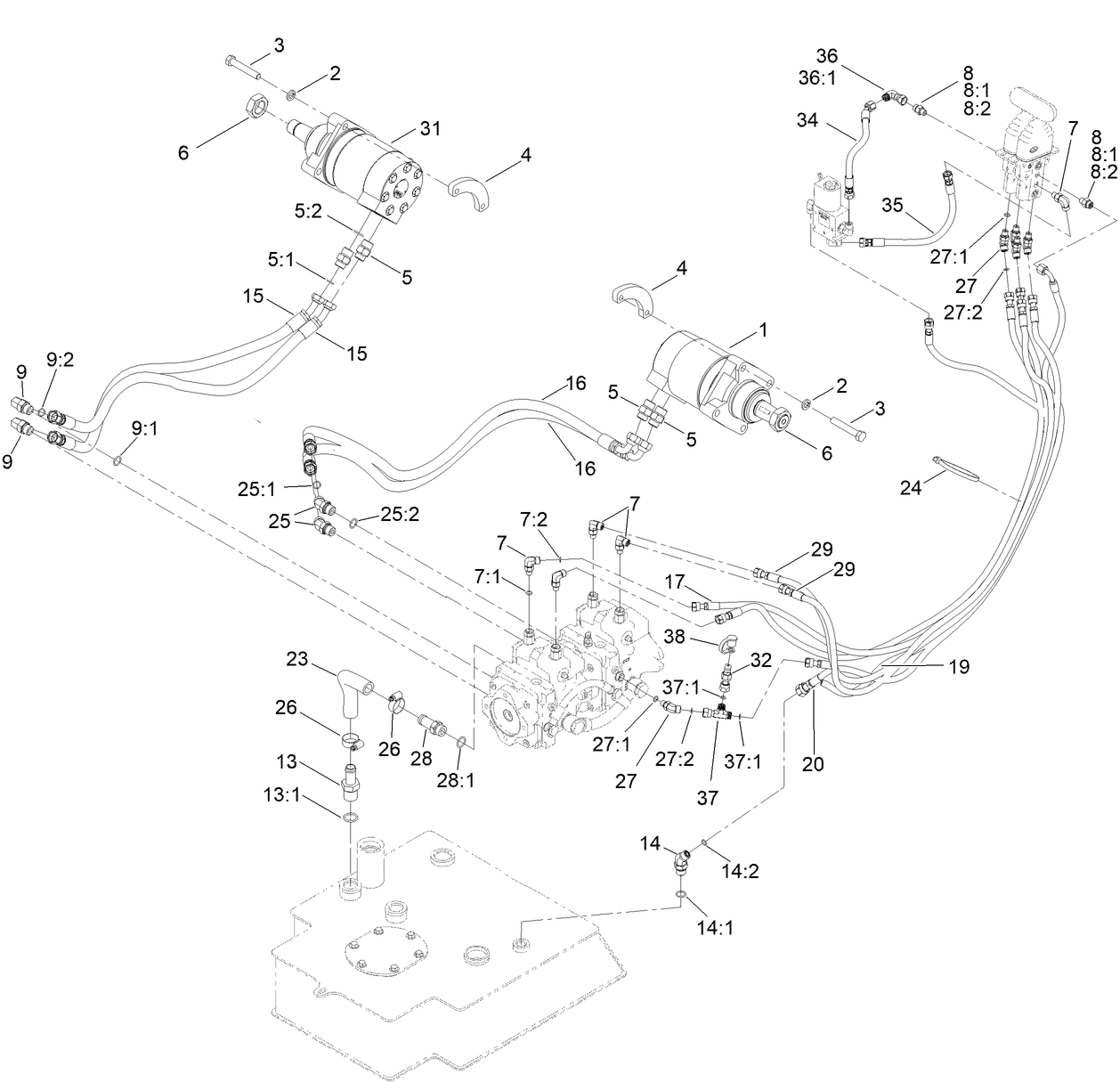 Hydraulic Motor and Hose Assembly